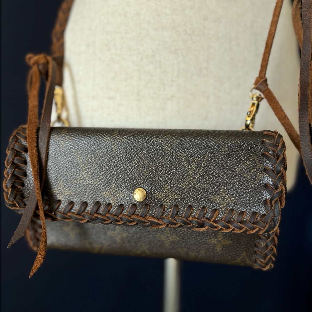 Louis Vuitton Brown Crossbody Bag-restyled by Vintage Boho!